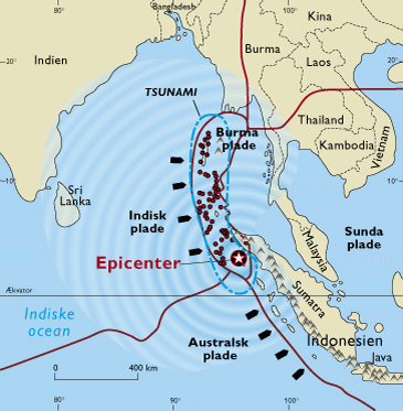 De pladetektoniske forhold i det nord&oslash;stlige indiske Ocean.